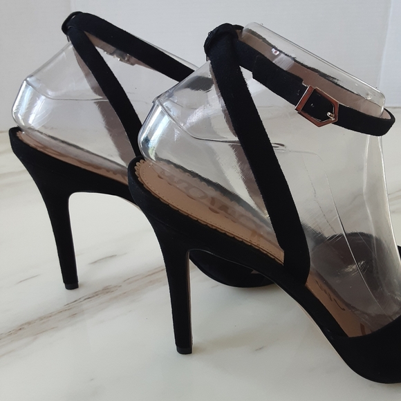 SAM EDELMAN Aly Ankle Strap Black Suede Dressy High Heel Sandal Sz 8.5 - NWT - Picture 7 of 10